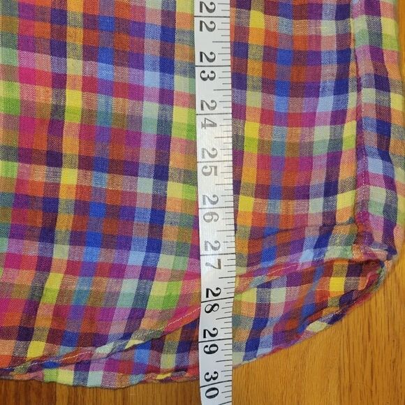 Scott Barber Delavé 100% Linen Plaid/Checkered Button Up/Button Down Shirt L - Picture 10 of 11